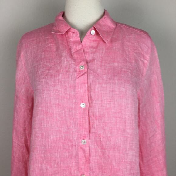 J Jill Love Linen Pink Button Down Small - Picture 2 of 6